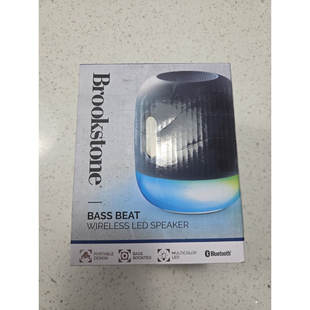 Brookstone Bass Beat Wireless LED Speaker & Light Show Bluetooth USB Charging